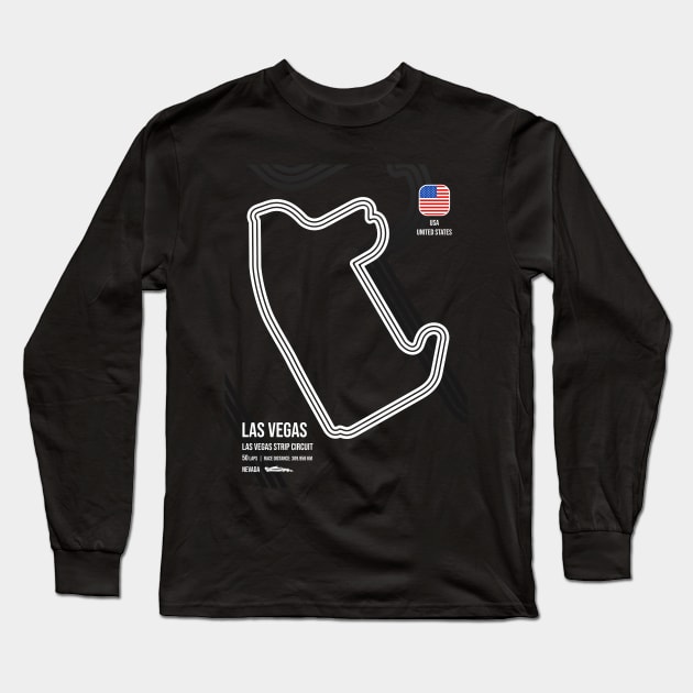 Las Vegas Race Track (B&W) Long Sleeve T-Shirt by RaceCarsDriving